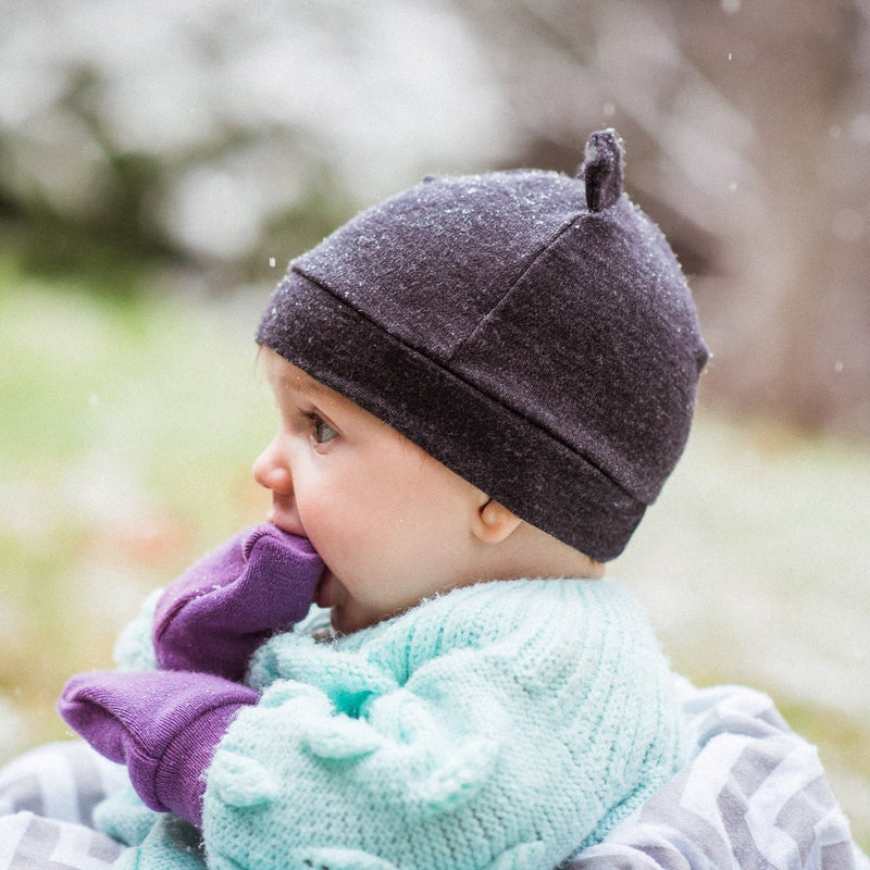 Merino Wool Baby Bear Hat Set