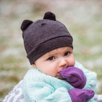 Merino Wool Baby Bear Hat Set