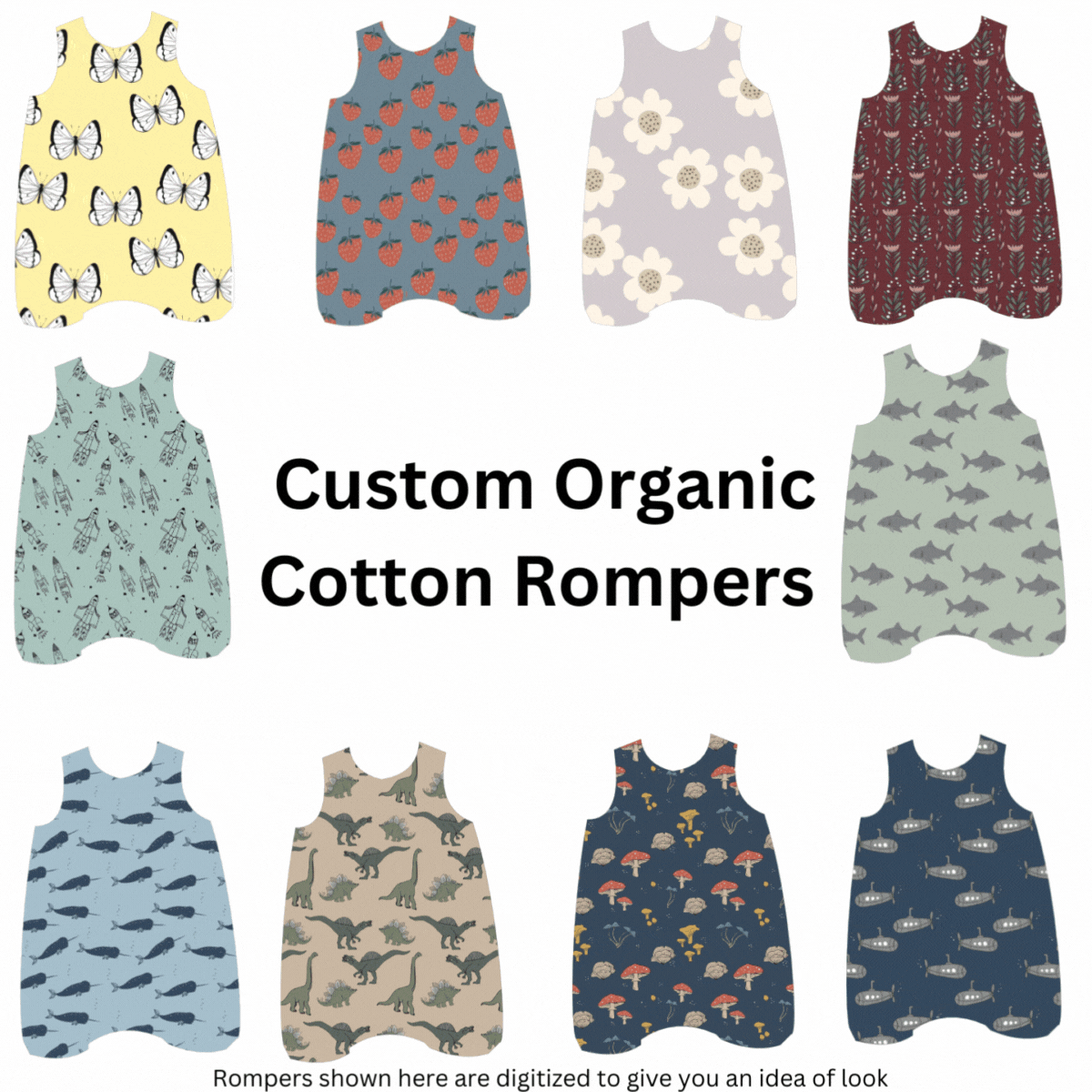 Custom Organic Cotton Rompers (0-3T)