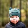 Felted Organic Merino Winter Bear Hat - in green